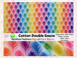 100% Cotton Double Gauze /Muslin Rainbow Feathers Digital Prints - G.k Fashion Fabrics