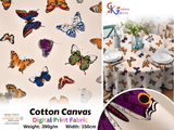 100% Cotton Half Panama Printed Fabric / Canvas printed Fabric / Butterfly Digital Print Fabric - G.k Fashion Fabrics