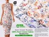 100% Pure Linen Stonewashed Dandelion Print Fabric - 20820 - G.k Fashion Fabrics
