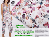 100% Pure Linen Stonewashed Misty Pearl Dots Print Fabric - 20824 - G.k Fashion Fabrics