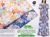 100% Pure Linen Stonewashed Pastel Meadow Print Fabric - 20817 - G.k Fashion Fabrics