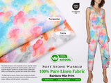 100% Pure Linen Stonewashed Rainbow Mist Print Fabric - 20819 - G.k Fashion Fabrics