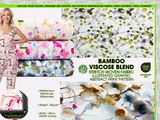 Bamboo Viscose Blend Stretch Woven Fabric – Watercolour Droplet Abstract Print- 7068/2227