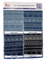 12 oz Washed Denim Jacquard Fabric, Combed & Mercerized Cotton Vintage Bohemian - G.k Fashion Fabrics