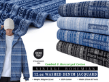 12oz Washed Denim Jacquard Fabric, Combed & Mercerized Cotton Vintage Bohemian - G.k Fashion Fabrics
