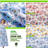 100% Cotton Loom Line Poppy-Flowered Anemone Pattern Print Fabric - 8380