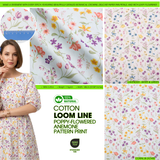 100% Cotton Loom Line Poppy Flowered Anemone Botanical Fabric - 8389