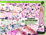 Bamboo Viscose Blend Stretch Woven Fabric – Mixed Botanical Sprigs Print - 7068/0265