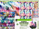 Bamboo Viscose Blend Stretch Woven Fabric – Abstract Watercolour Stripe Print 7068/9423