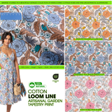100% Cotton Loom Line Artisanal Garden Tapestry Print Fabric –8316