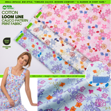 100% Cotton Loom Line Calico Pattern Print Fabric - 8283