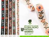 20mm Floral Boho Pattern Woven Webbing Trim