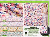 Bamboo Viscose Blend Stretch Woven Fabric – Watercolour Tropical Floral Print 7068/7050