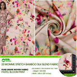 23 Momme Stretch Bamboo Silk Blend Fabric – Pastel Bloom Watercolor Floral Print - 7247 - G.k Fashion Fabrics
