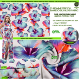 23 Momme Stretch Bamboo Silk Blend Fabric – Tropical Hibiscus Floral Print - 7247 - G.k Fashion Fabrics