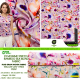 23 Momme Stretch Bamboo Silk Blend Fabric – Willow-Leaf Vines Watercolor Floral Print - 7247 - G.k Fashion Fabrics
