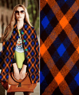 Boiled Wool Plaid Diagonal Pattern Fabric / Made by Merino Wool - G.k Fashion Fabrics fabric