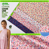 100% Cotton Loom Line Bell Bud Floral Pattern Print Fabric– 8366