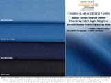 4.8 oz Cotton Stretch Denim Chambray Fabric Light Weighted Stretch Denim Fabric/56 Inches Wide - G.k Fashion Fabrics denim