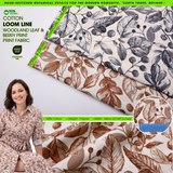 100% Cotton Loom Line Woodland Leaf & Berry Print Fabric - 8344