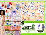 Bamboo Viscose Blend Stretch Woven Fabric – Summer Orchard Floral Print- 7068/0621