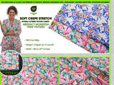 Double Layer Soft Crepe Stretch Abstract Monstera Tropical Leaf Print Fabric