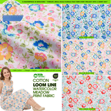 100% Cotton Loom Line Watercolor Meadow Print Fabric - 8357