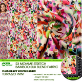 23 Momme Stretch Bamboo Silk Blend Fabric – Artistic Terrazzo Abstract Print - 7247