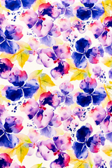 Double Layer Soft Crepe Stretch Watercolor Hydrangea Floral Print Fabric
