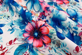 Double Layer Soft Crepe Stretch Watercolor Floral Print Fabric