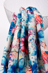 Double Layer Soft Crepe Stretch Watercolor Floral Print Fabric