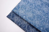 Lace Swirl Print - Washed Cotton Denim Chambray Fabric-20998