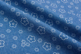 Doodle Petals Print - Washed Cotton Denim Chambray Fabric-20999