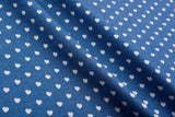 Heart Dot Print - Washed Cotton Denim Chambray Fabric-20995
