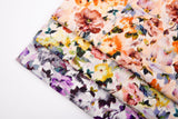 Bamboo Viscose Blend Stretch Woven Fabric – Blurred Watercolour Floral Print- 7068/8977