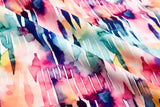 Bamboo Viscose Blend Stretch Woven Fabric – Abstract Watercolour Stripe Print 7068/9423