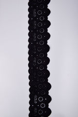 Double Scalloped Cotton Embroidery Lace Trim – Geometric & Floral Broderie Anglaise – 6
