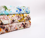 23 Momme Stretch Bamboo Silk Blend Fabric – Poppy Meadow Floral Print - 7247