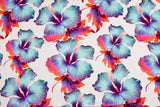 23 Momme Stretch Bamboo Silk Blend Fabric – Tropical Hibiscus Floral Print - 7247