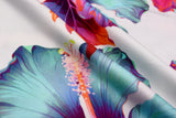 23 Momme Stretch Bamboo Silk Blend Fabric – Tropical Hibiscus Floral Print - 7247