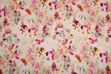 23 Momme Stretch Bamboo Silk Blend Fabric – Pastel Bloom Watercolor Floral Print - 7247