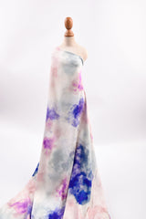 23 Momme Stretch Bamboo Silk Blend Fabric – Watercolor Tie-Dye Print - 7247