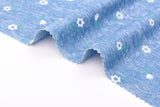 Daisy & Stem Print - Washed Cotton Denim Chambray Fabric-20996