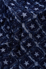 11 oz Washed Denim Jacquard Galaxy Stars Fabric – Combed & Mercerized – 7424