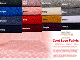All Colors Pack Swatches Part 3 - G.k Fashion Fabrics Rachel Corded Lace Fabric / 10x10 cm/ All Colors Swatches Pack