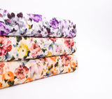 Bamboo Viscose Blend Stretch Woven Fabric – Blurred Watercolour Floral Print- 7068/8977 - G.k Fashion Fabrics