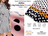 Big Polka Dots Chiffon Printed Fabric - G.k Fashion Fabrics