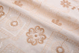Blossom Mosaic Linen Cotton Sequin Embroidered Fabric – Artisan Floral Embroidery Natural Fabric - G.k Fashion Fabrics