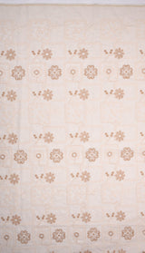 Blossom Mosaic Linen Cotton Sequin Embroidered Fabric – Artisan Floral Embroidery Natural Fabric - G.k Fashion Fabrics