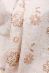 Blossom Mosaic Linen Cotton Sequin Embroidered Fabric – Artisan Floral Embroidery Natural Fabric - G.k Fashion Fabrics